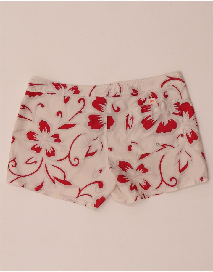 Sundek Womens Swimming Shorts US 8 Medium  White Floral Polyester