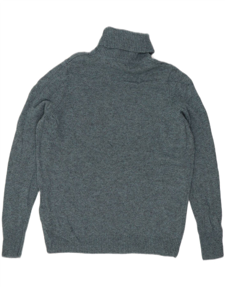Marks & Spencer Womens Roll Neck Jumper Sweater UK 14 Medium Blue Wool
