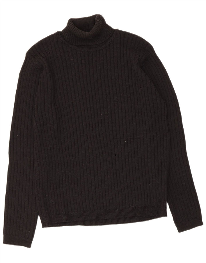 Zara Womens Roll Neck Jumper Sweater UK 16 Large Black Wool