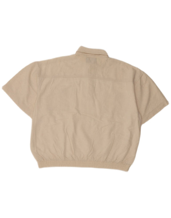 Vintage Ανδρικό κοντομάνικο πουλόβερ πουκάμισο IT 50 Medium Off White Classic