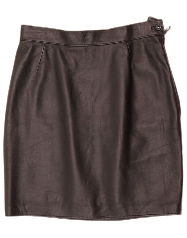 Vintage Damen Mini Lederrock W28 Medium Schwarz