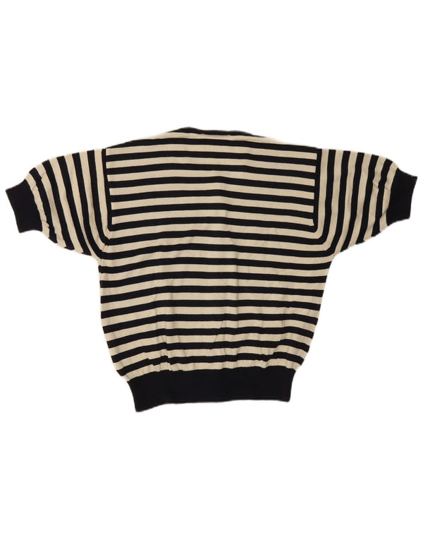 Burton Womens Short Sleeve Cardigan Sweater UK 10 Small Navy Blue Striped
