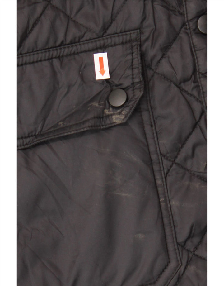 SUPERDRY Quiltet jakke med hætte til mænd UK 36 Lille sort nylon