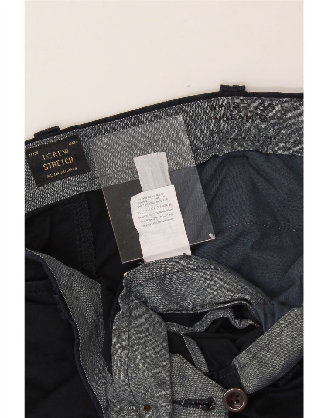 J. CREW Mens Chino Shorts W36 Large  Navy Blue Cotton Vintage J. Crew and Second-Hand J. Crew from Messina Hembry 