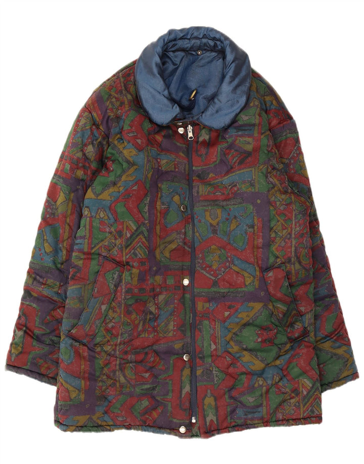 Vintage Mens Reversible Padded Jacket UK 40 Large Multicoloured Geometric