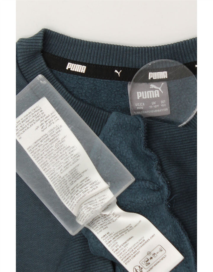 Puma Boys Graphic Sweatshirt Jumper 11-12 Years Blue Cotton