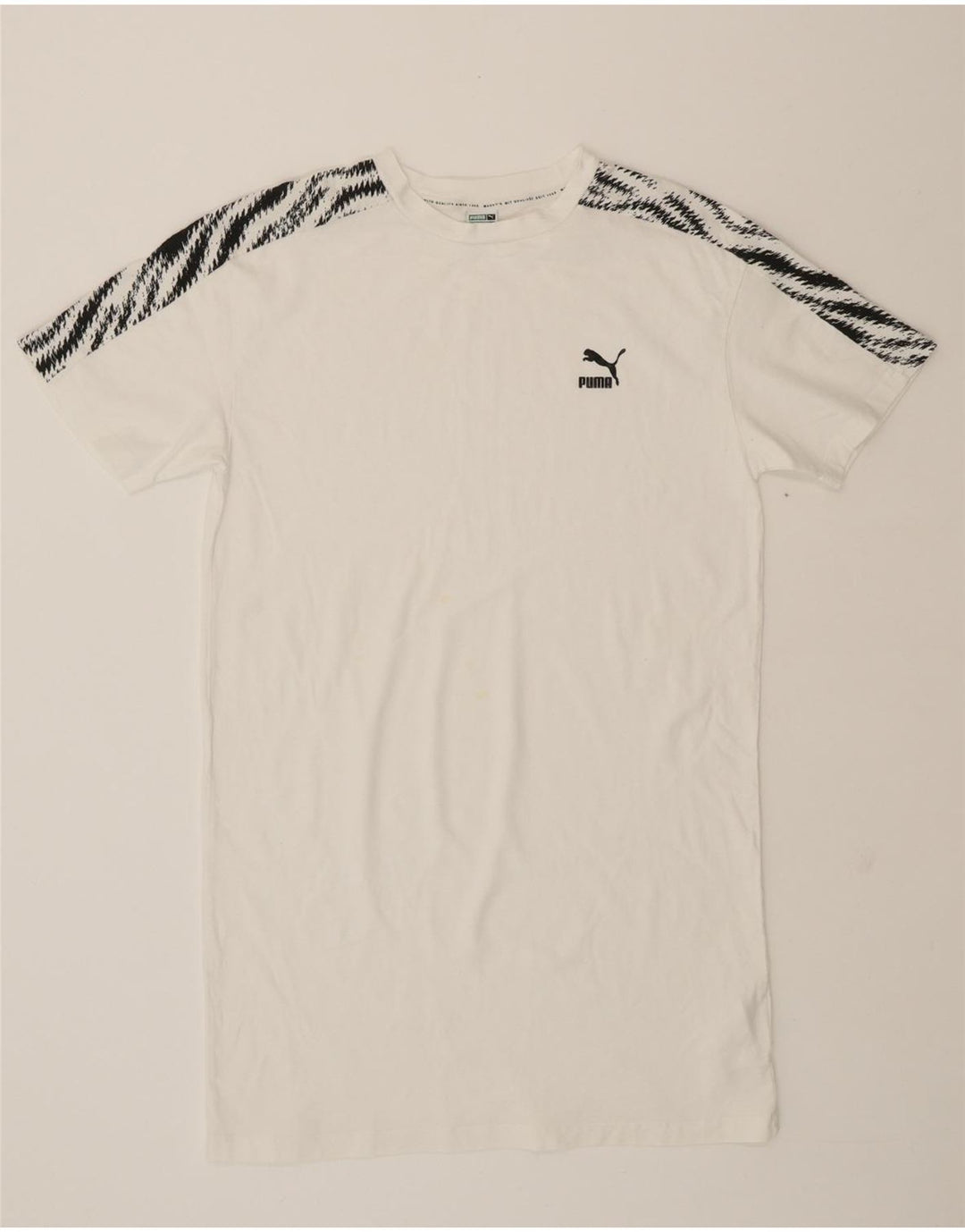 PUMA Mens Graphic T-Shirt Top Medium White Striped Cotton Vintage Puma and Second-Hand Puma from Messina Hembry 