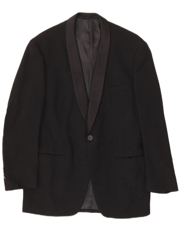 TLAPA Mens 1 Button Blazer Jacket UK 38 Medium Black Virgin Wool