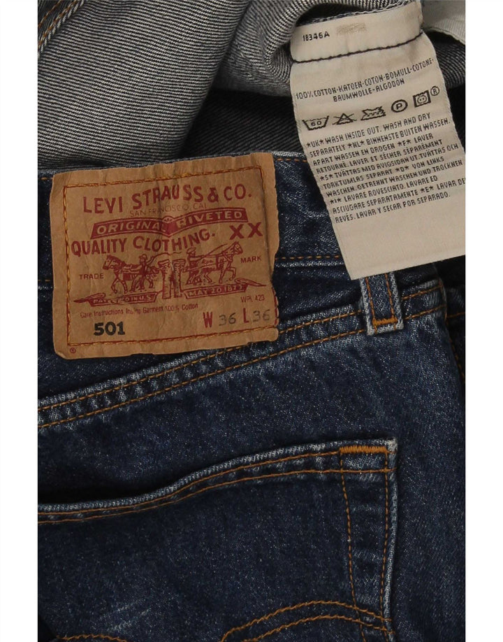 Levi's Mens 501 Straight Jeans W36 L32 Blue Cotton