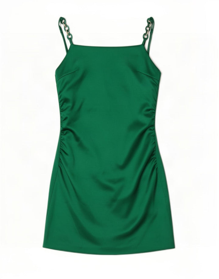 Zara Femme Slip Dress UK 8 Small Vert Polyester
