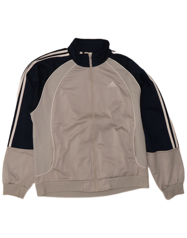 Giacca da tuta da uomo Adidas UK 42/44 Large Grigio Colourblock Poliestere