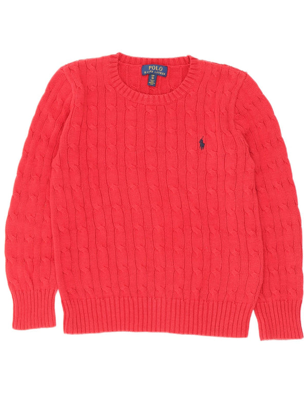 Polo Ralph Lauren Jungen-Pullover mit Rundhalsausschnitt, 7–8 Jahre, Größe S, rote Baumwolle