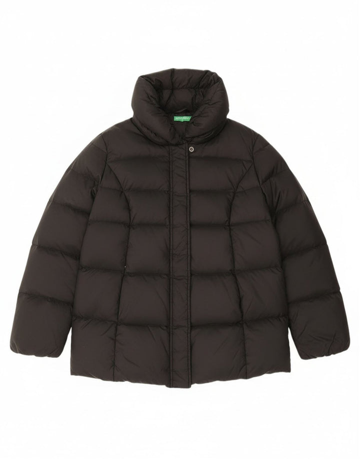 Benetton Dame Oversized Polstret Jakke UK 6 XS Sort Polyamid