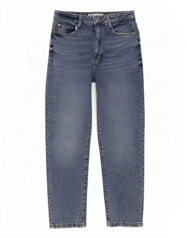 Zara Jeans Cónicos De Cintura Alta Para Mujer EU 38 Small W28 L27 Algodón Azul