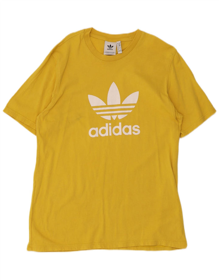 Adidas Mens Graphic T-Shirt Top Medium Yellow Cotton