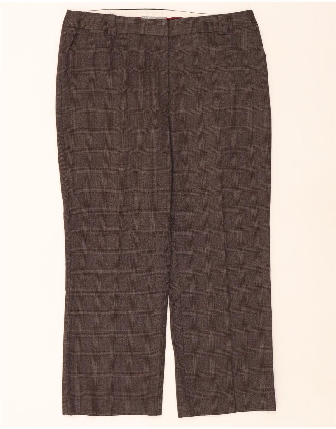Marks & Spencer Womens Suit Trousers UK 16 Large W38 L29 Brown Check