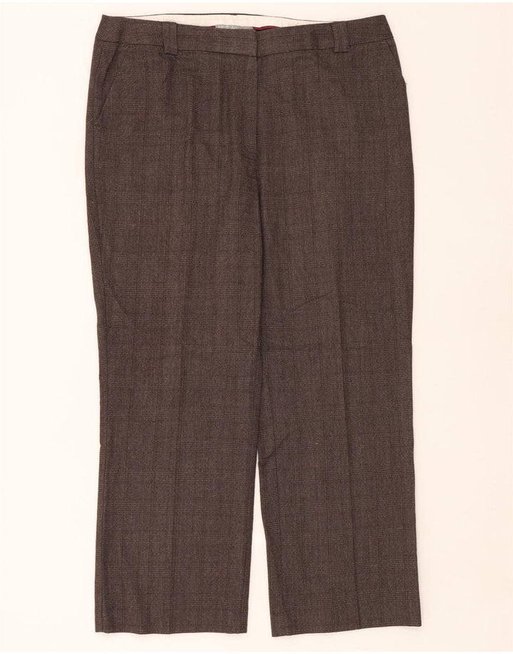 Marks & Spencer Womens Suit Trousers UK 16 Large W38 L29 Brown Check