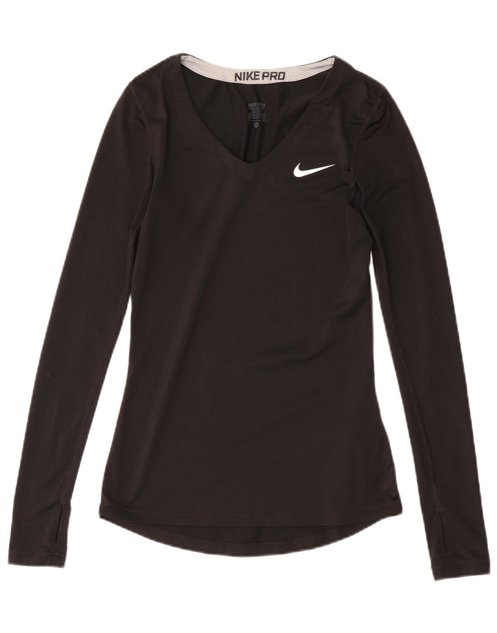 Nike Dri Fit Top cu mânecă lungă pentru femei UK 8 Small Negru Poliester