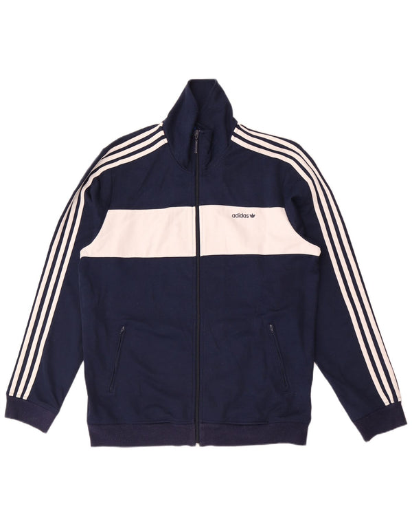 Adidas Mens Tracksuit Top Jacket Medium Navy Blue Colourblock Sports