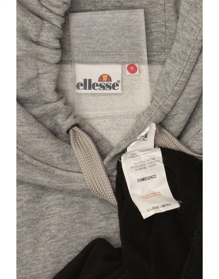 Ellesse Mens Hoodie Jumper Small Grey Colourblock Cotton