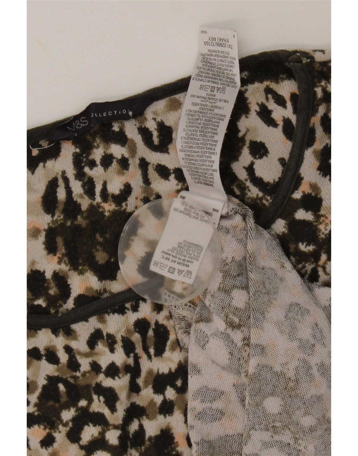 Damski top tunikowy Marks & Spencer UK 12, średni khaki, zwierzęcy nadruk