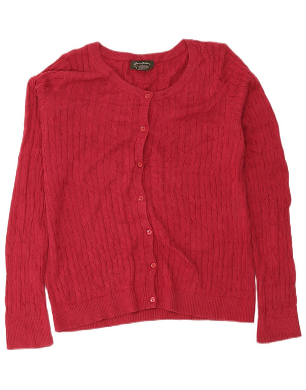 Suéter cardigã feminino Eddie Bauer Reino Unido 16 grande algodão Borgonha