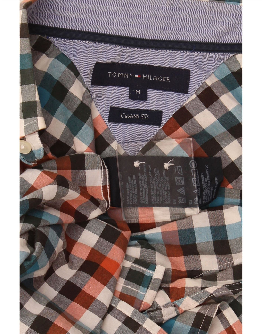 TOMMY HILFIGER Herre Custom Fit skjorte Medium flerfarvet ternet bomuld