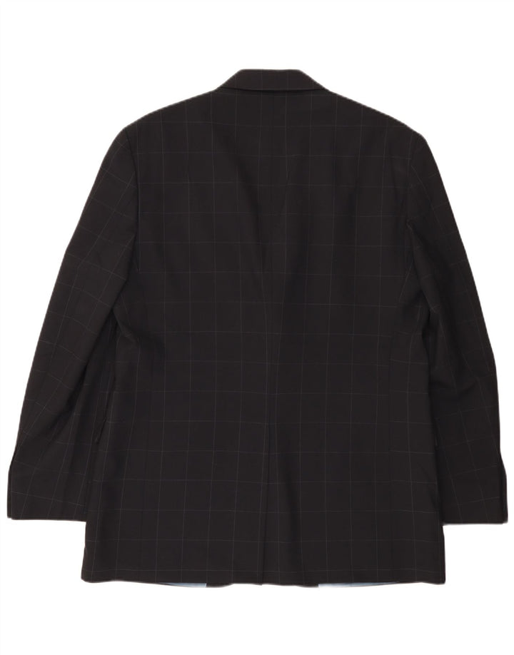 Marks & Spencer Mens 3 Button Blazer Jacket UK 42 Large Navy Blue Check