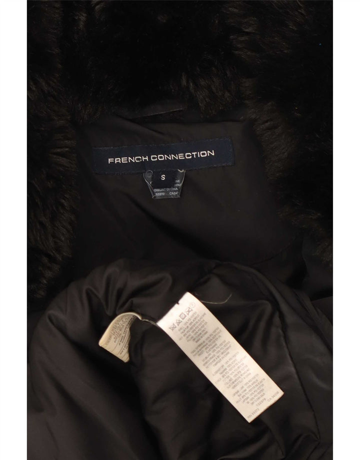 French Connection Chaqueta acolchada con capucha para mujer UK 10 Small Poliéster negro