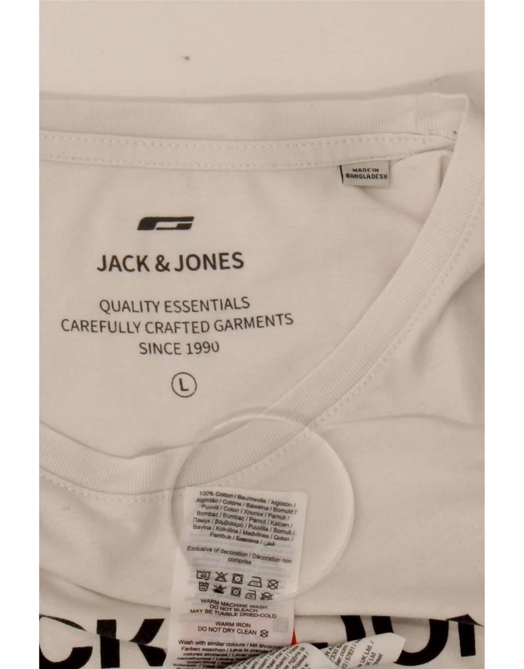 JACK & JONES Mens Graphic T-Shirt Top Large White Cotton Vintage Jack & Jones and Second-Hand Jack & Jones from Messina Hembry 