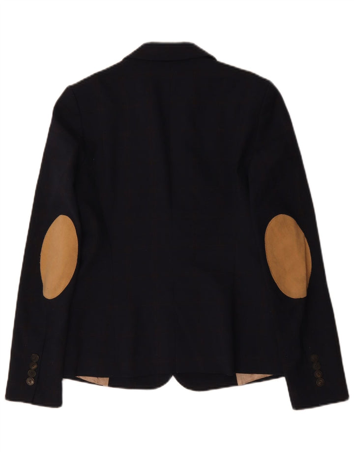 Zara Womens 1 Button Blazer Jacket UK 6 XS Navy Blue Polyester