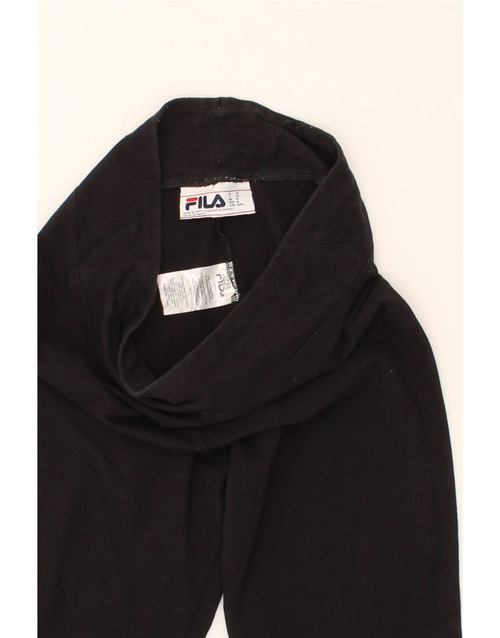 FILA Womens Graphic Leggings UK 12 Medium Black Cotton Vintage Fila and Second-Hand Fila from Messina Hembry 