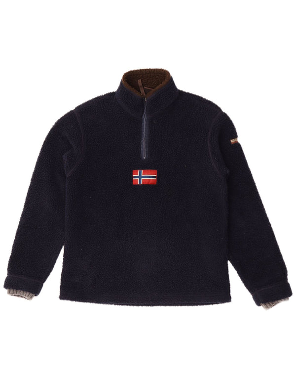 Maglione in pile da uomo Napapijri con collo grafico e zip, poliestere medio blu navy
