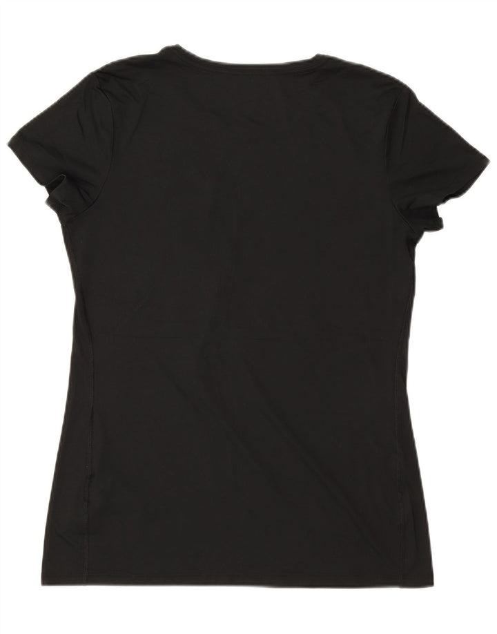 NIKE Womens Dri Fit Graphic T-Shirt Top UK 14 Large Black Polyester