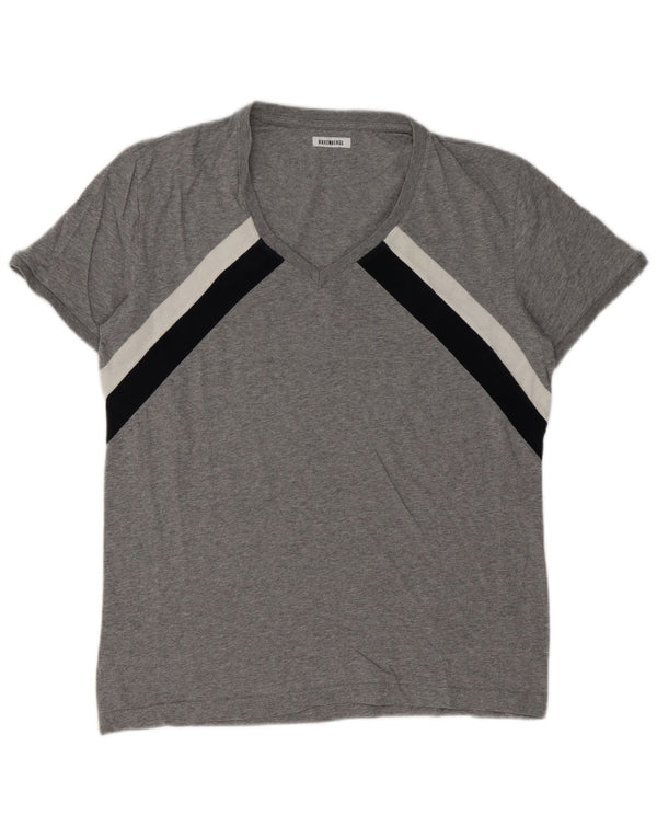 Ανδρικό T-Shirt Bikkembergs Top Large Grey Colourblock Βαμβακερό