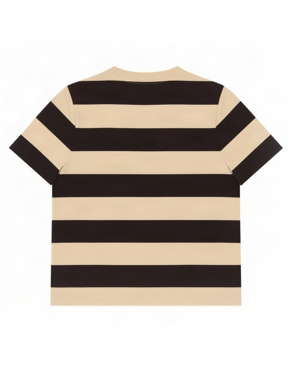 Cos Damen T-Shirt Top UK 14 Mittelweiß gestreift aus Baumwolle