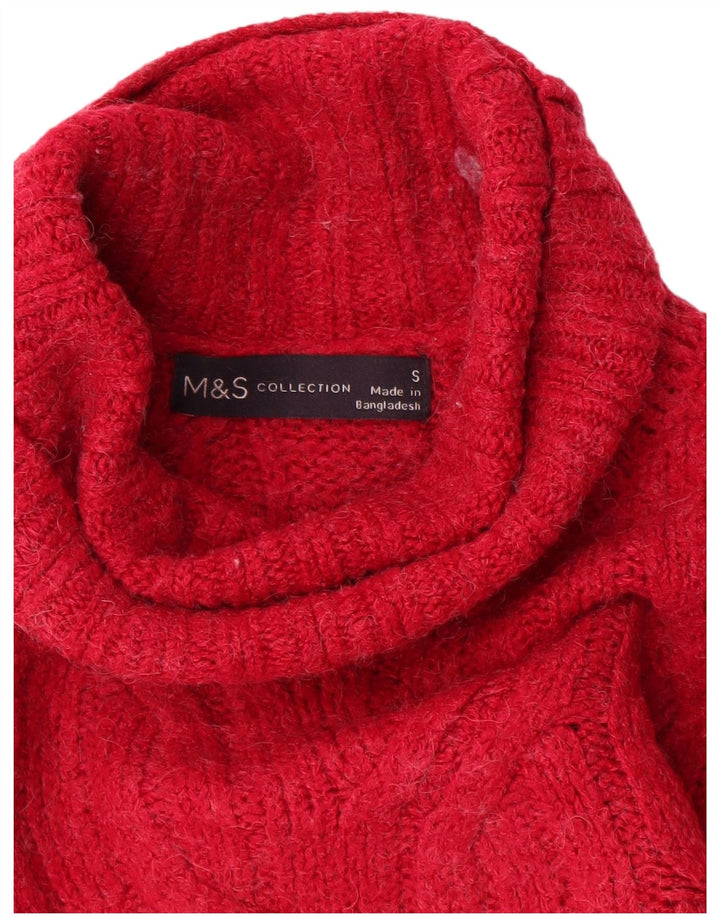 Marks & Spencer Womens Oversized Roll Neck Jumper Sweater UK 10 Small Pink