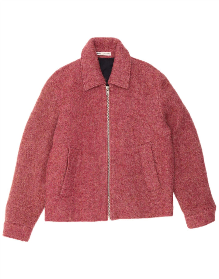 Zara Womens Bomber Jacket UK 14 Medium Pink Polyester
