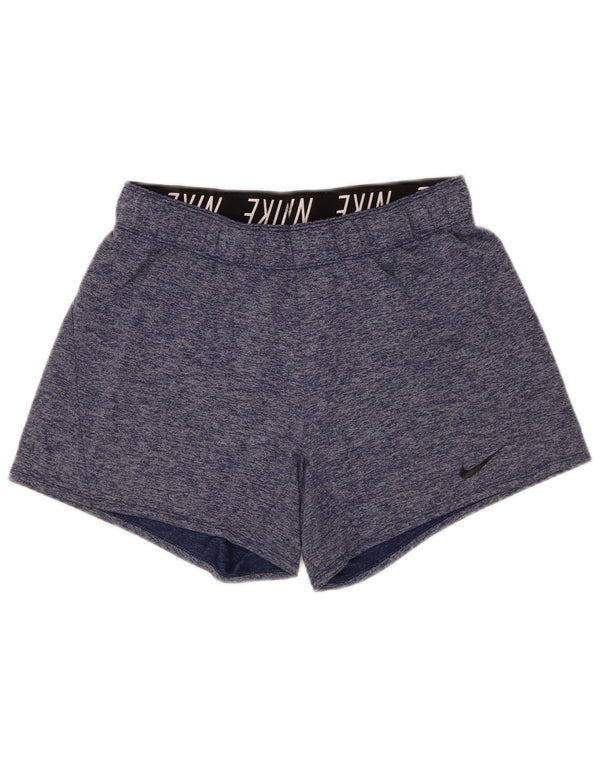 Pantaloncini sportivi Nike da donna Dri Fit UK 10 piccoli in poliestere screziato blu