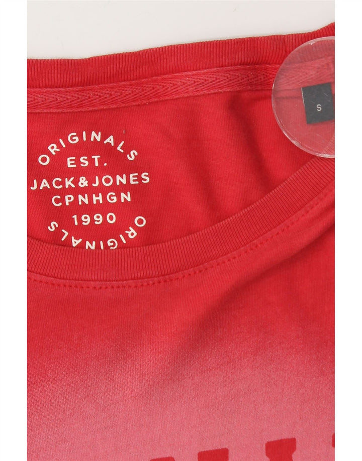 Jack & Jones Mens Graphic T-Shirt Top Small Red Cotton
