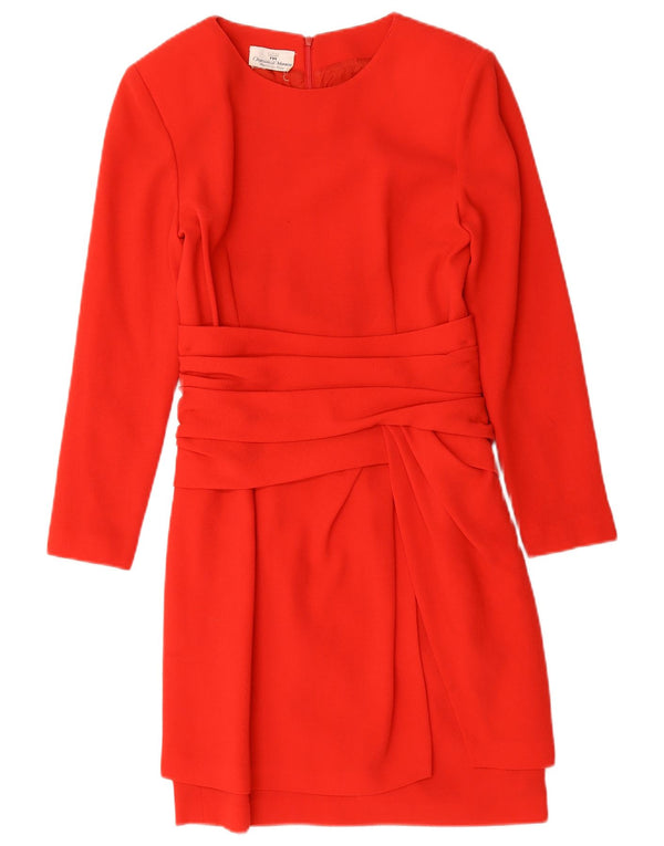 Vintage Damen Langarm-Etuikleid UK 10 Small Rot