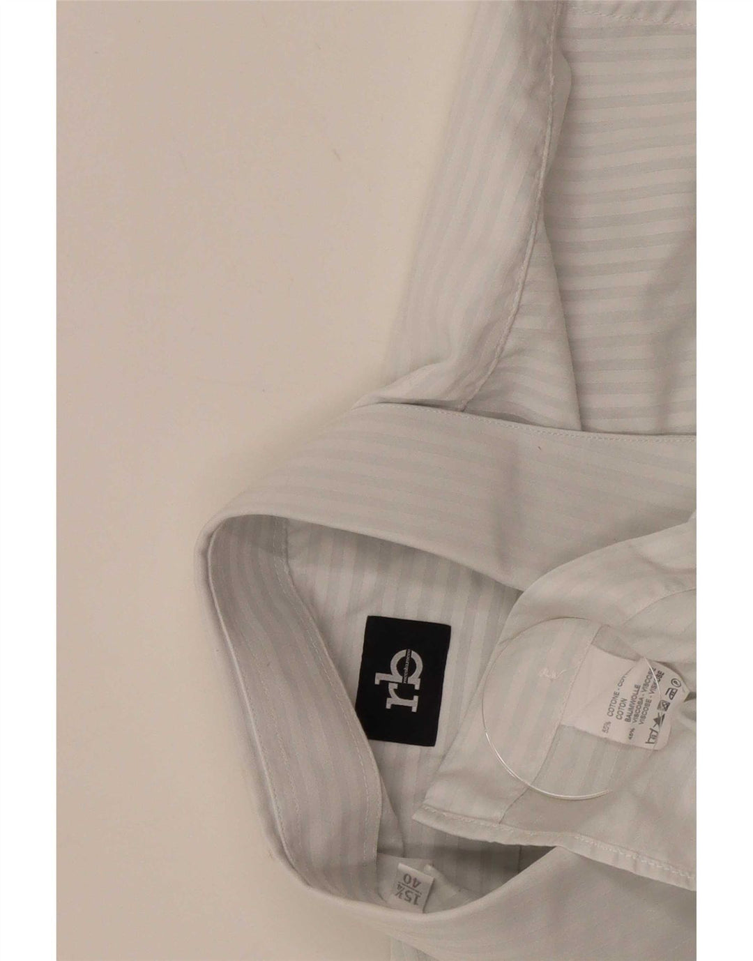 Roccobarocco Mens Shirt Size 40 15 3/4 Medium White Pinstripe Cotton