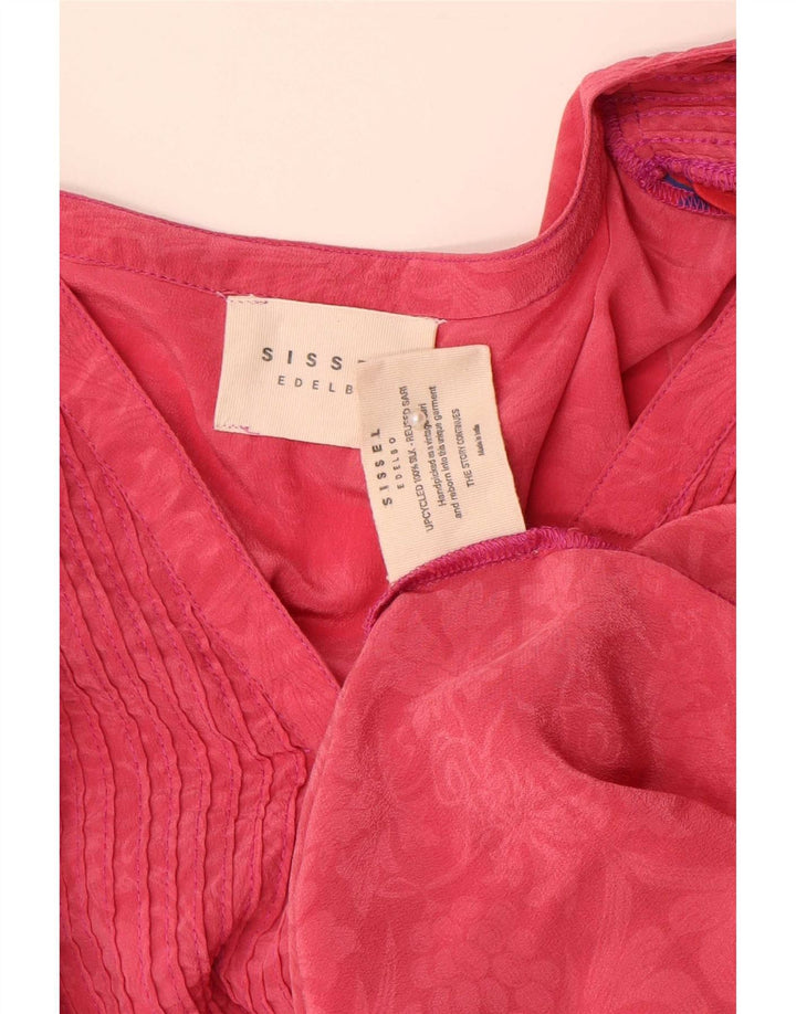 Sissel Edelbo Womens Oversized Pullover Shirt UK 10 Small Pink Floral Silk