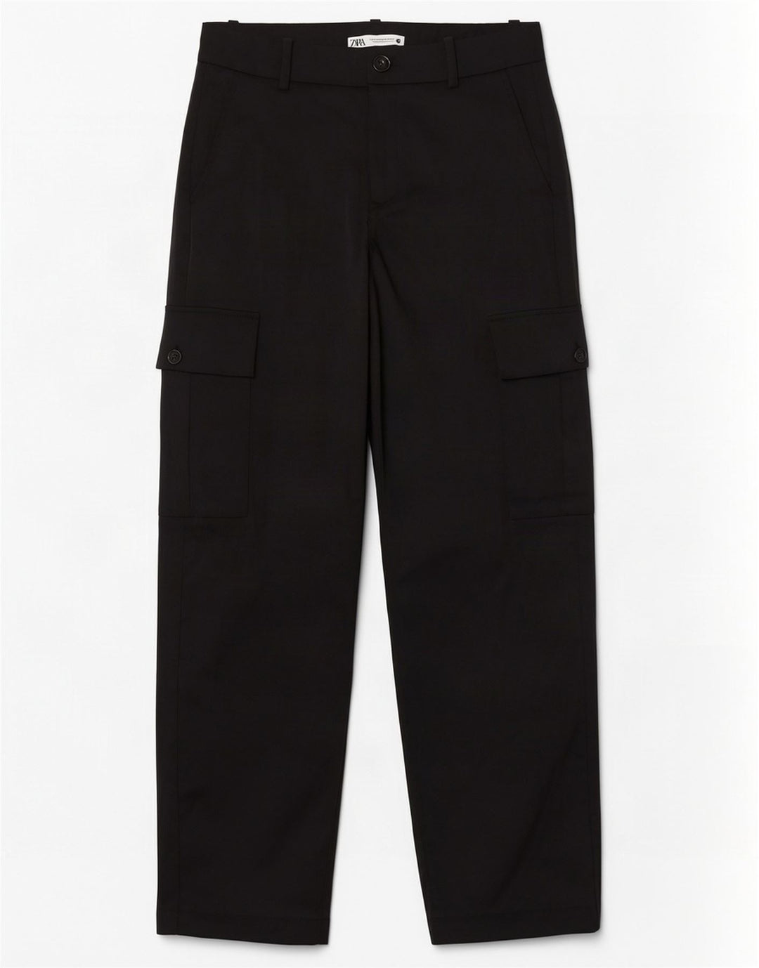 Zara Womens Straight Cargo Trousers Medium W28 L32 Black