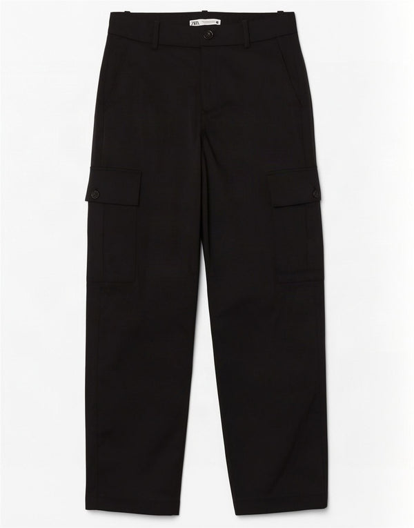 Zara Dame Straight Cargo Bukser Medium W28 L32 Sort