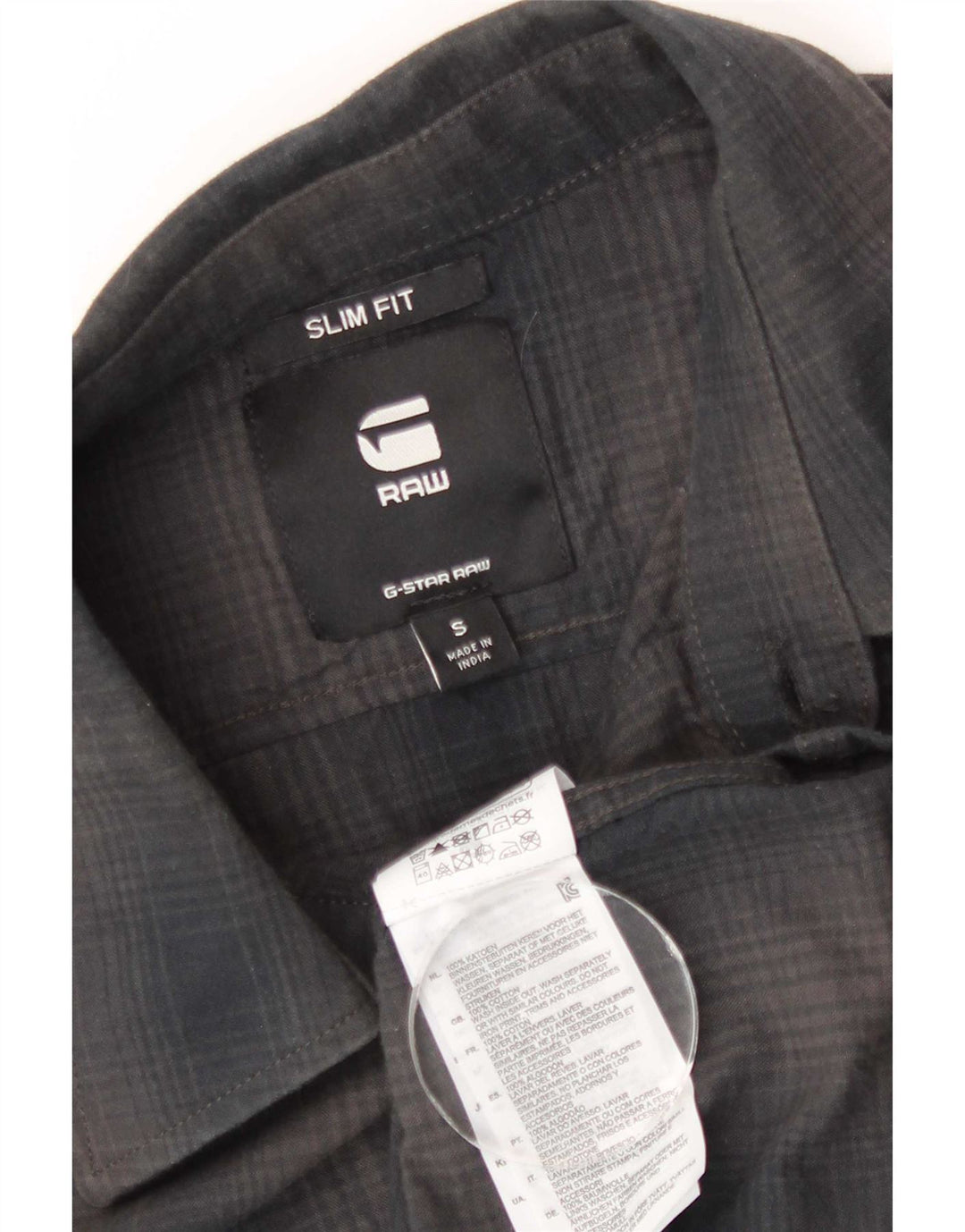 Cămașă pentru bărbați G-Star Slim Fit, bumbac cu carouri, gri mic