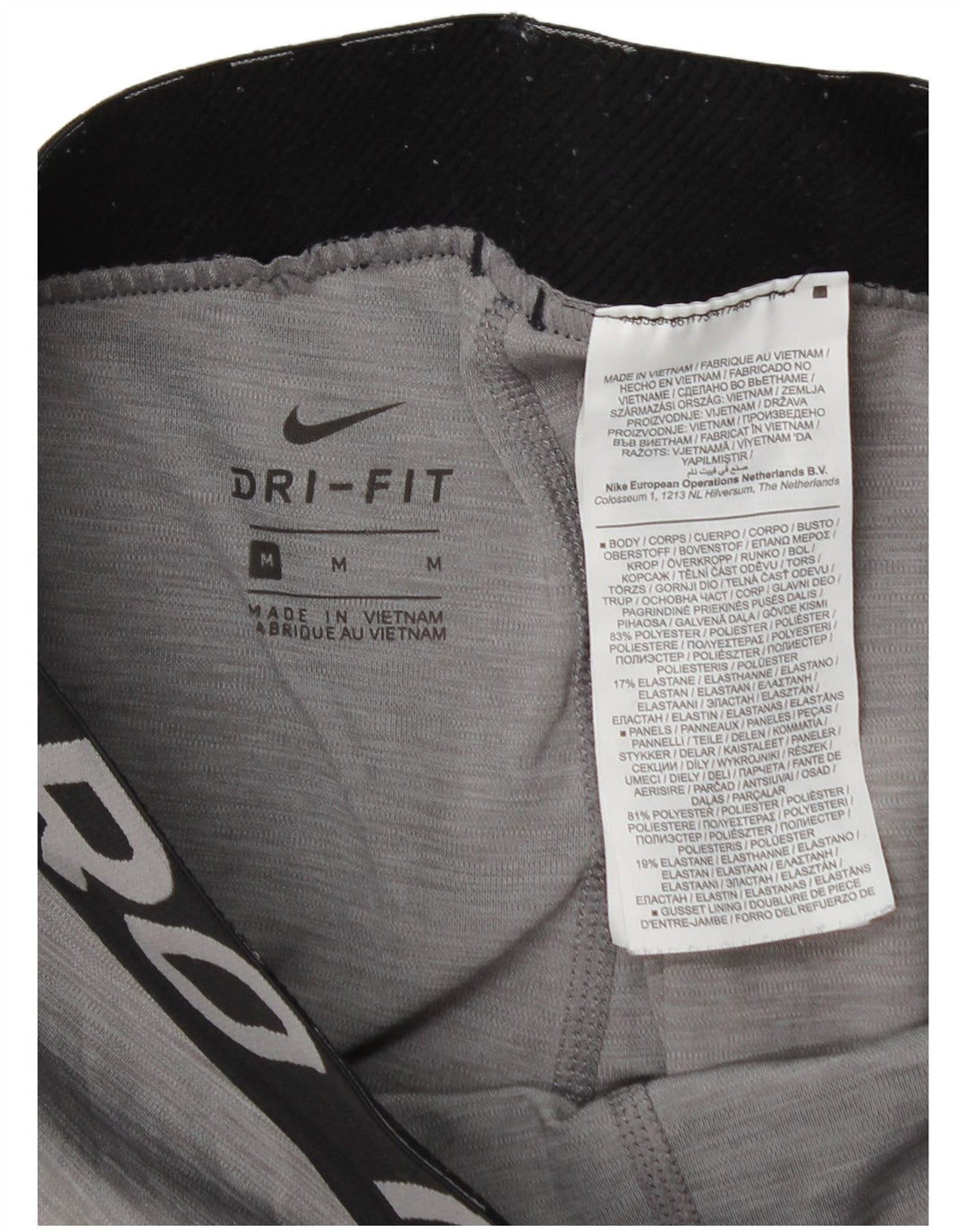 Nike Womens Dri Fit Graphic Leggings UK 12 Medium Grey Colourblock