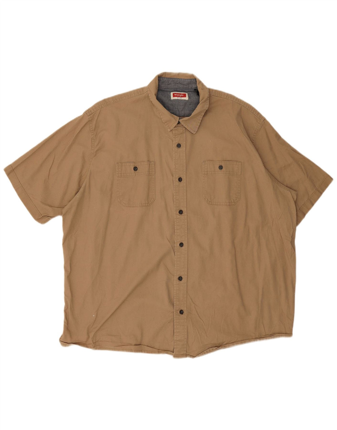 Wrangler Mens Short Sleeve Shirt 2XL Beige Cotton