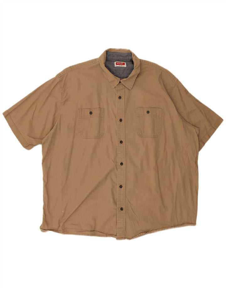 Wrangler Mens Short Sleeve Shirt 2XL Beige Cotton