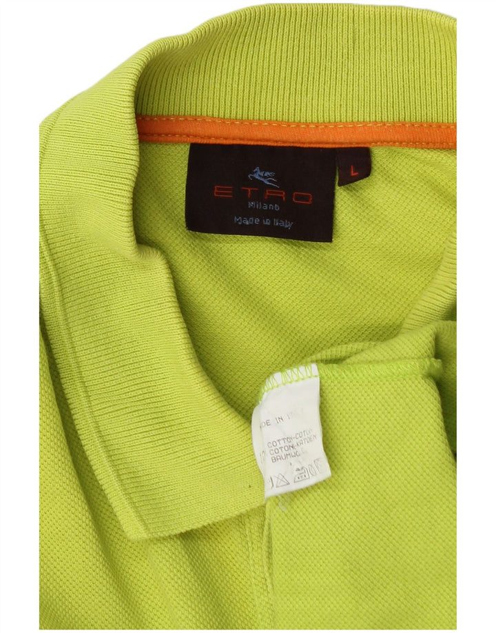 Etro Mens Polo Shirt Large Green Cotton